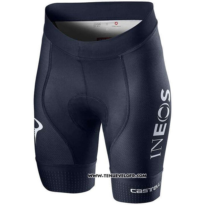 2020 Maillot Ciclismo Femme Ineos Grenadiers Rouge Profond Bleu Manches Courtes et Cuissard